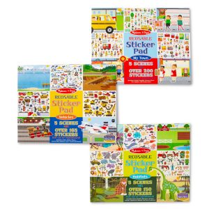 Reusable Sticker Pad 3-Pack: Habitats. Vehicles. Town
